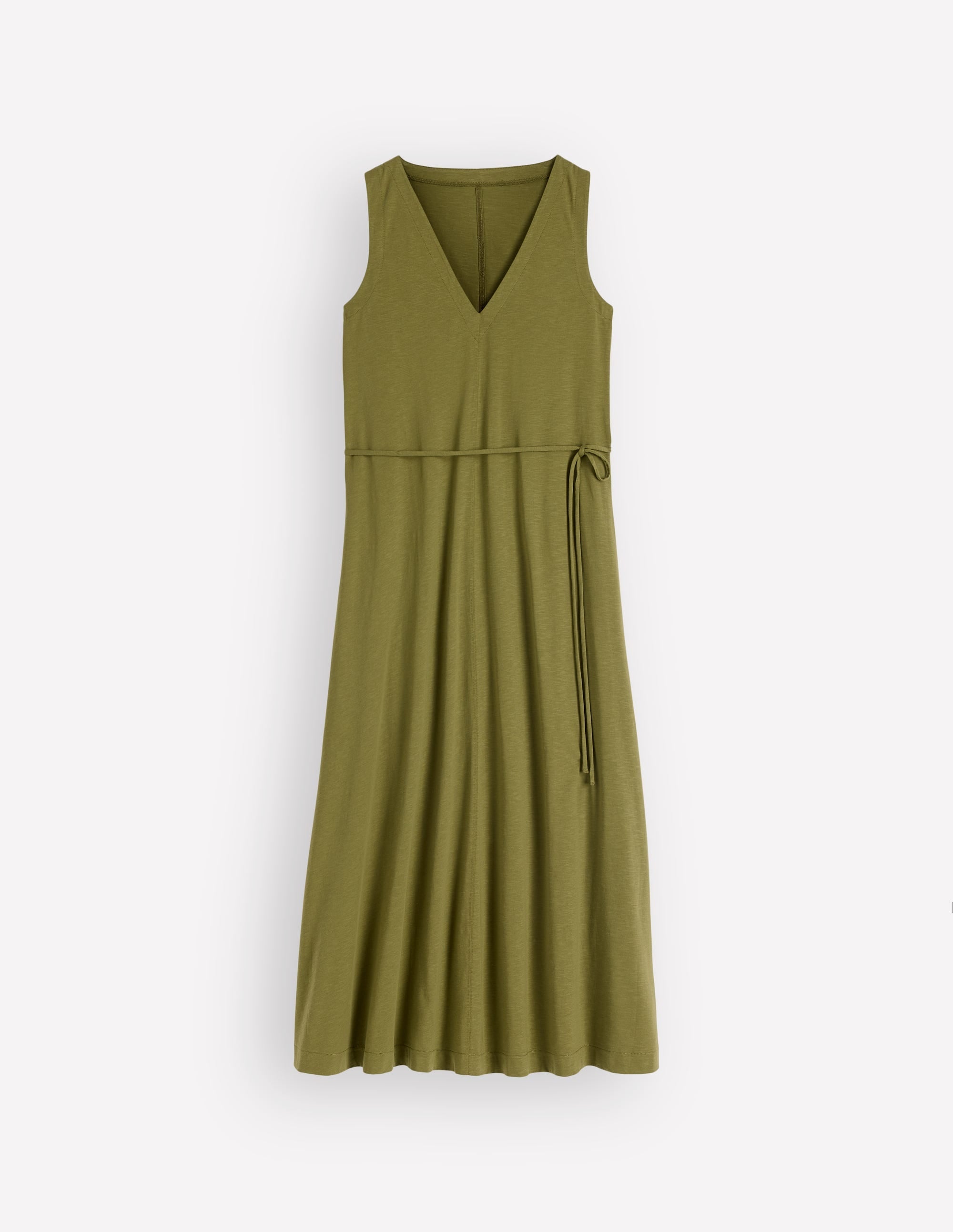 Mia V-neck Jersey Midi Dress-Olive