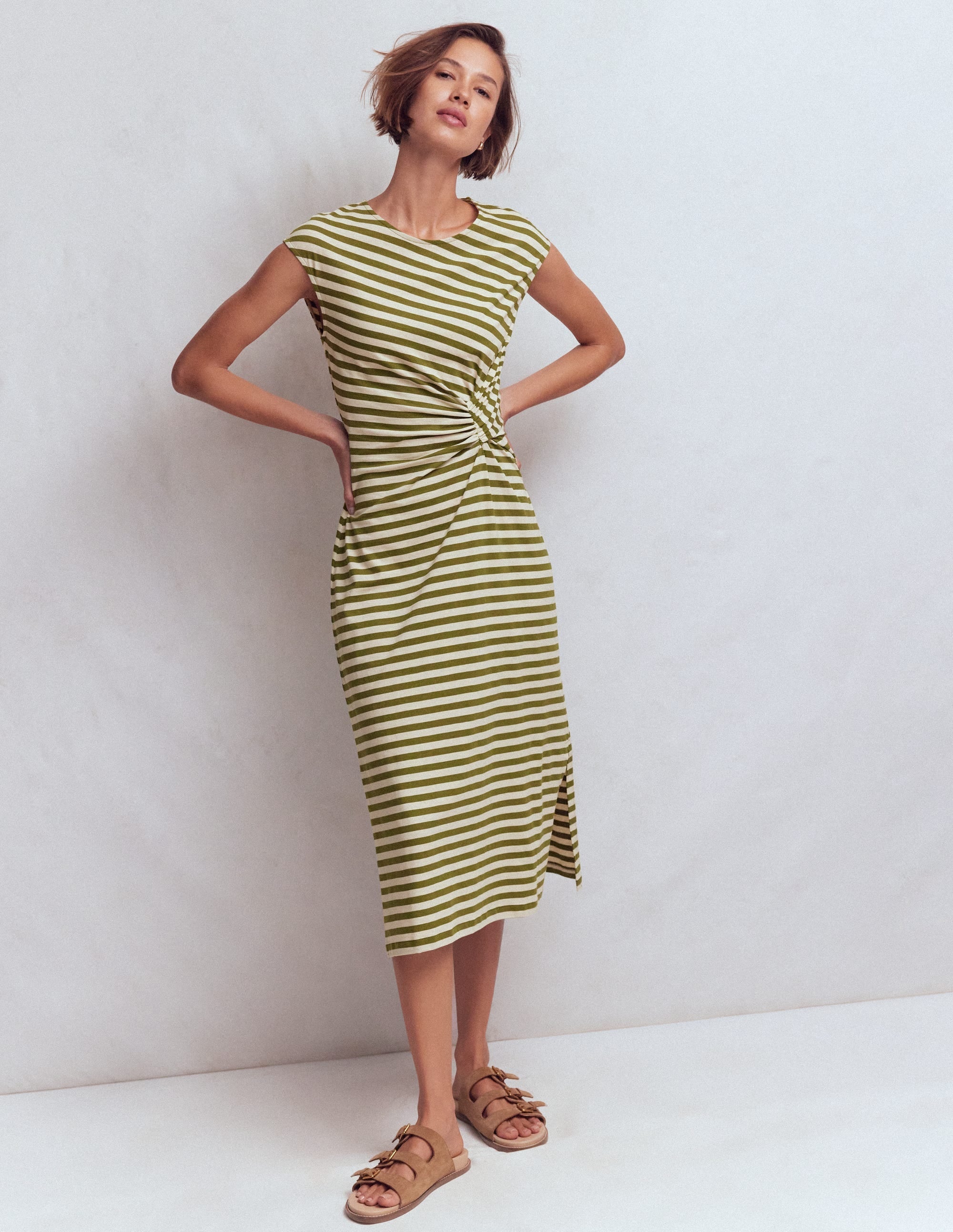 Delilah Twist Midi Dress-Stripe