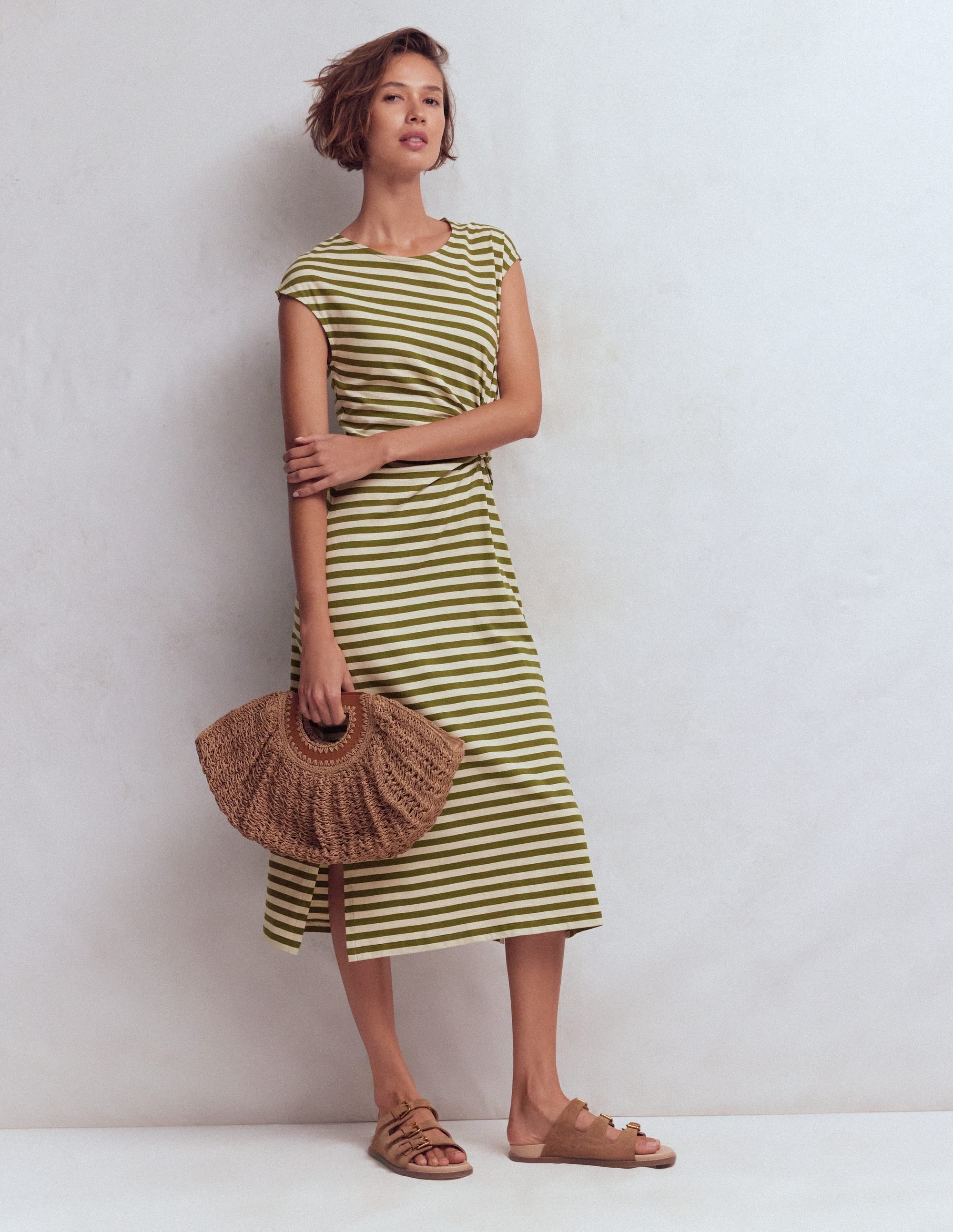 Delilah Twist Midi Dress-Stripe