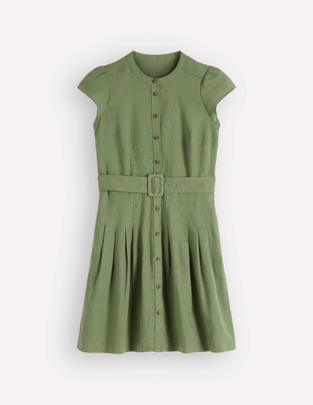 Arabella Short Linen Dress-Safari Green