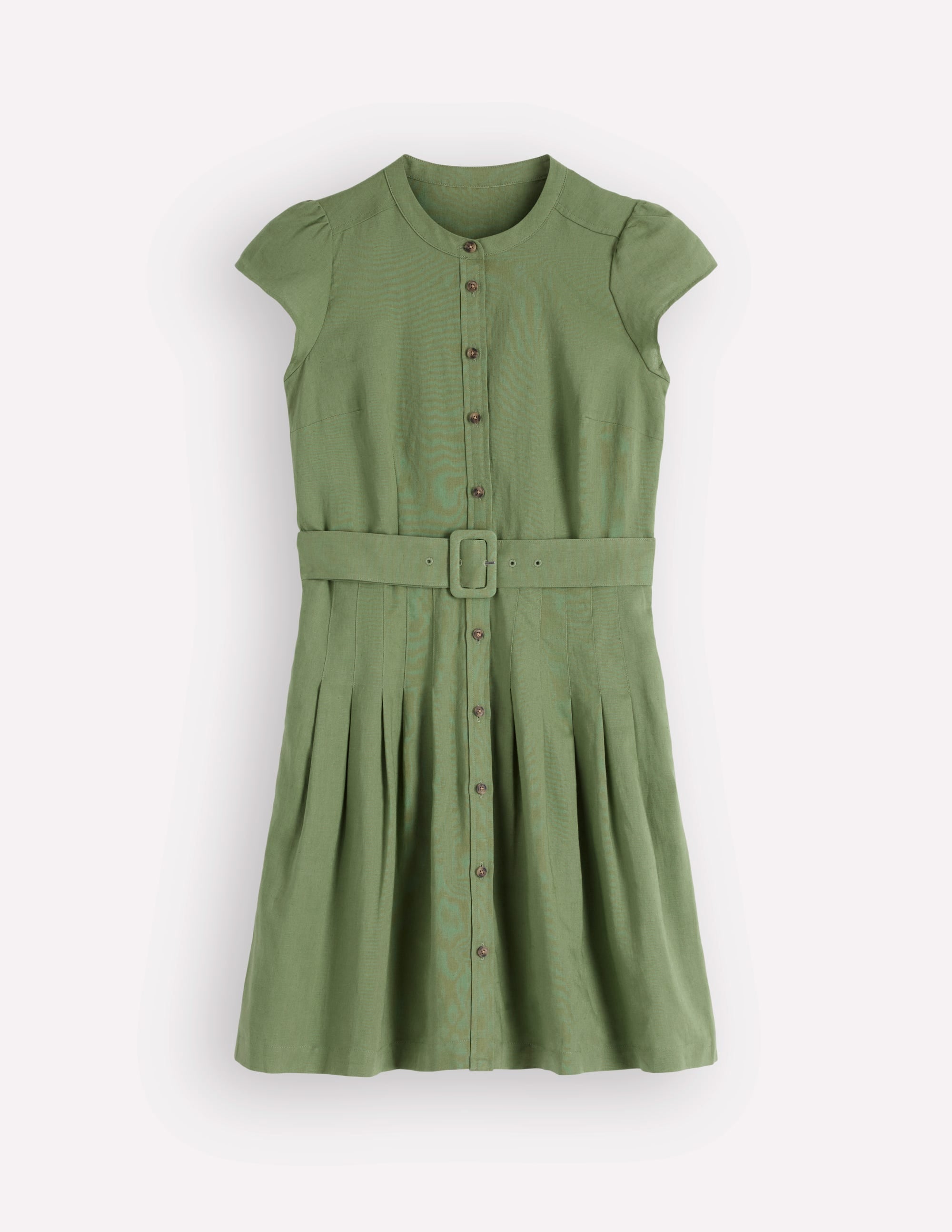 Arabella Short Linen Dress-Safari Green