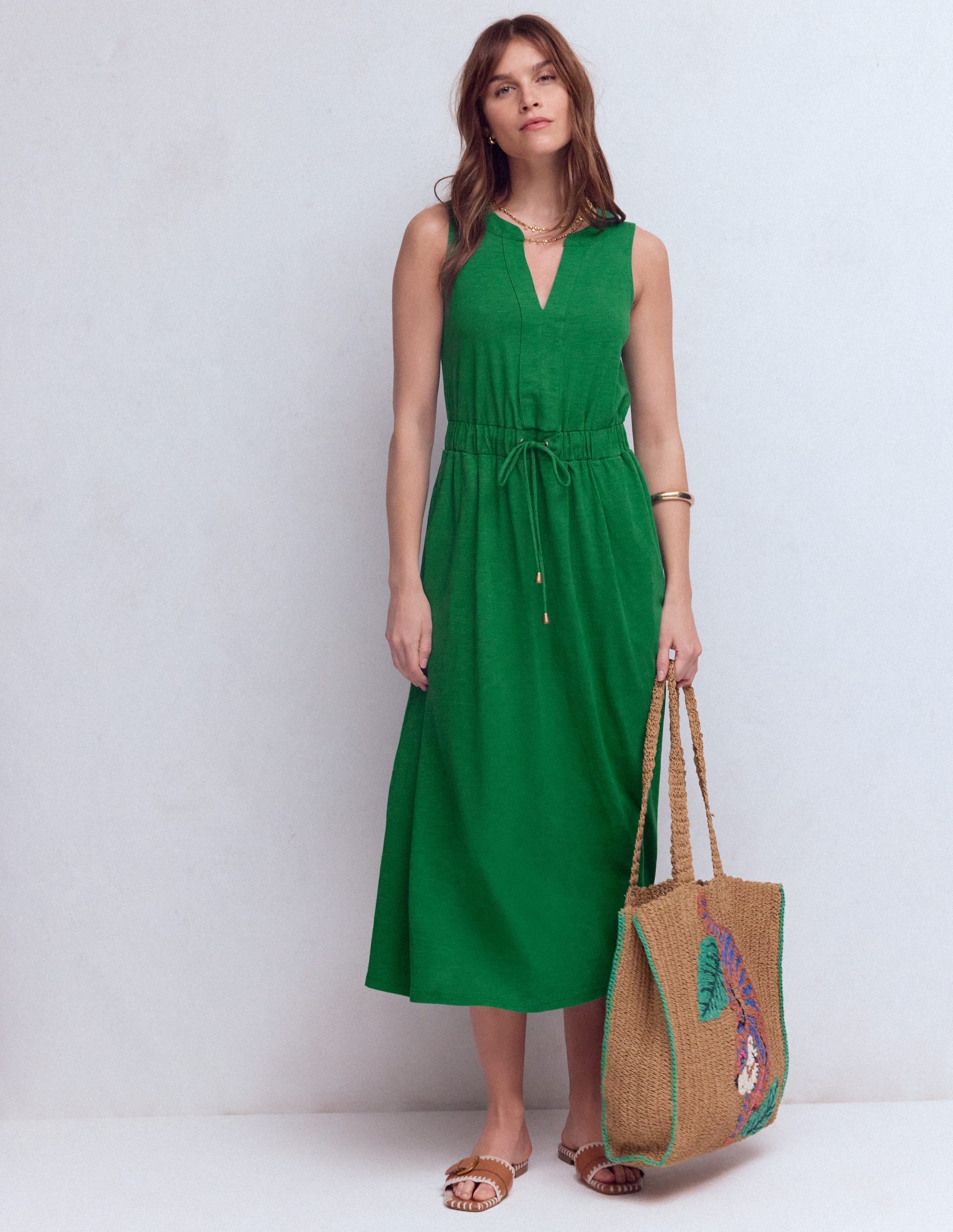 Delphine Midi Sleeveless Dress-Fresh Green