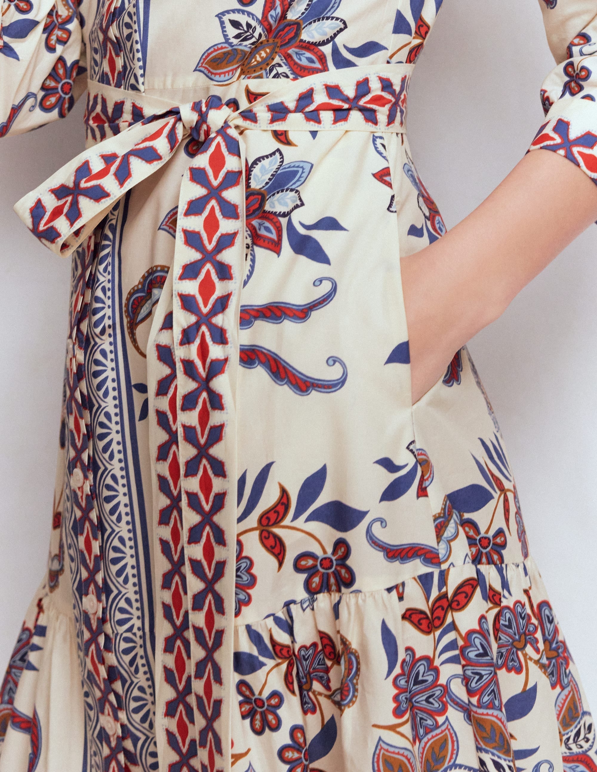 Ellie Cotton Maxi Shirt Dress-Elegant Blossom Placement