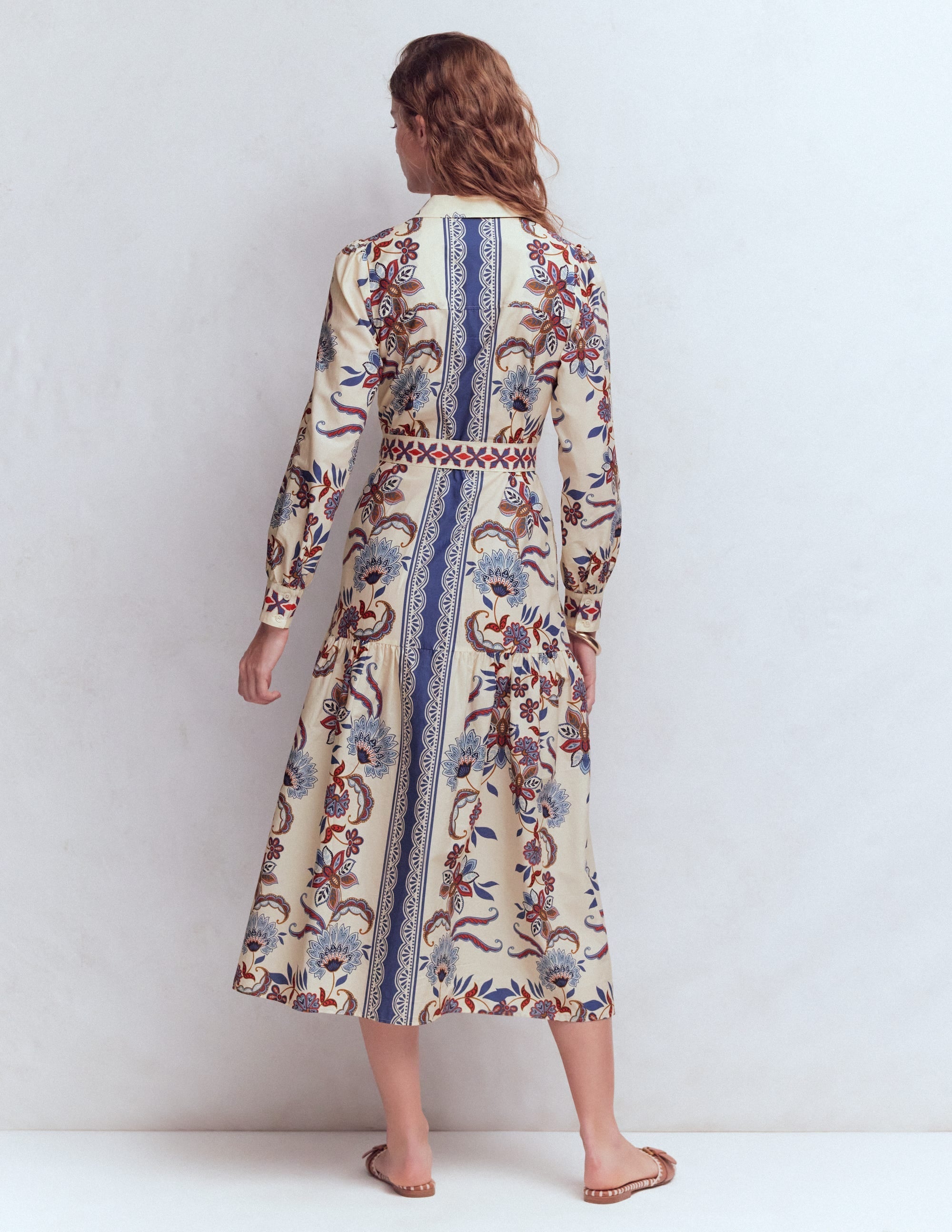 Ellie Cotton Maxi Shirt Dress-Elegant Blossom Placement