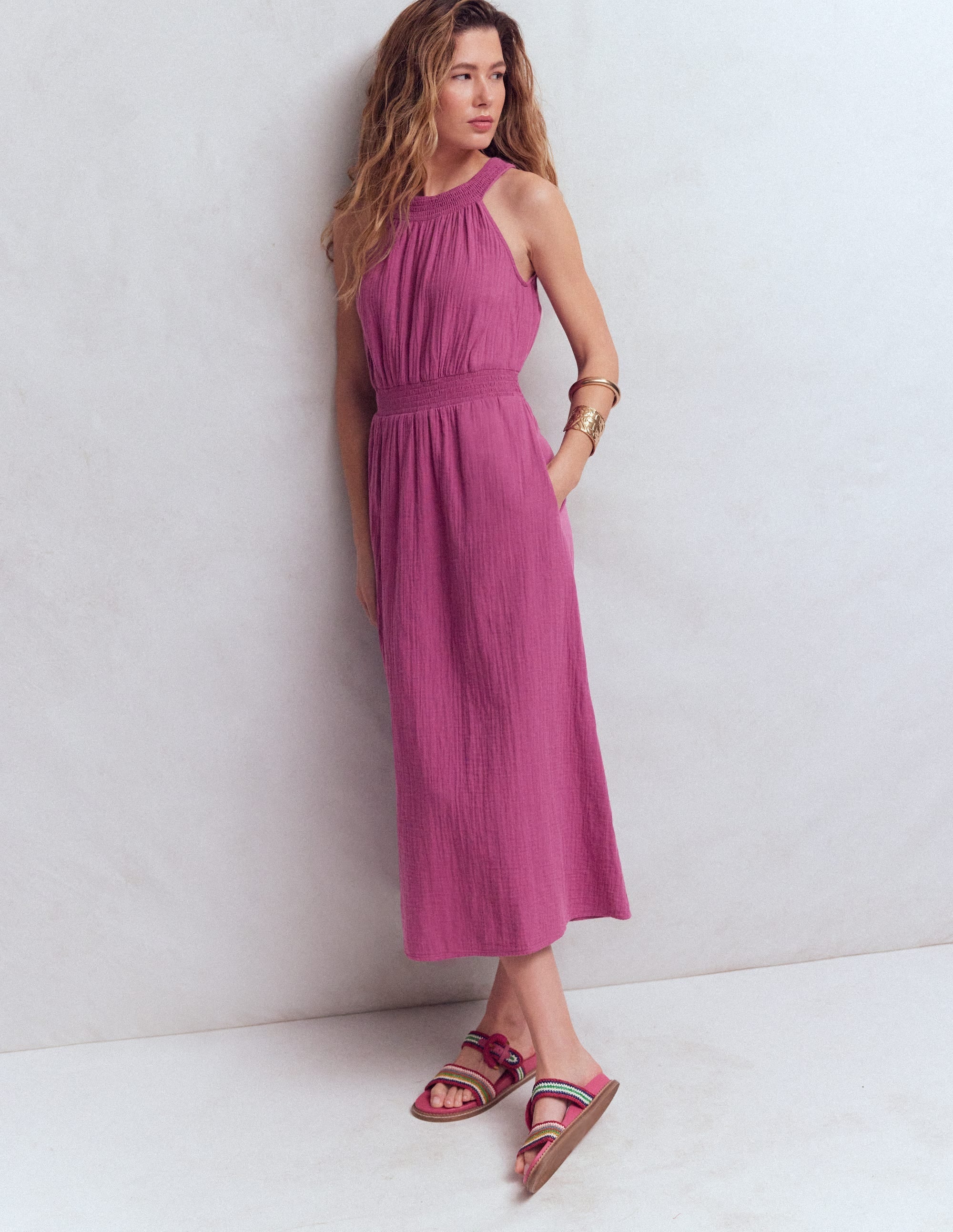 Daphne Double Cloth Dress-Warm Mauve