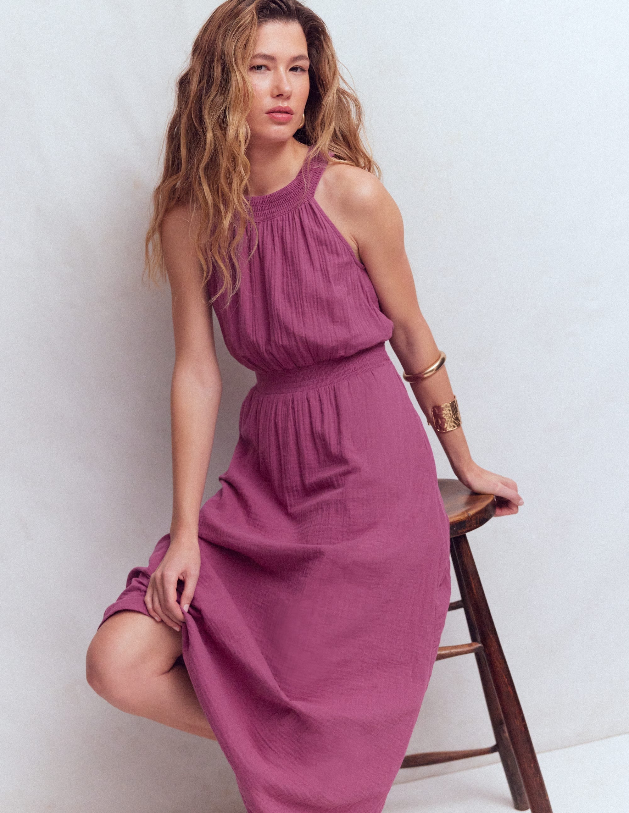 Daphne Double Cloth Dress-Warm Mauve