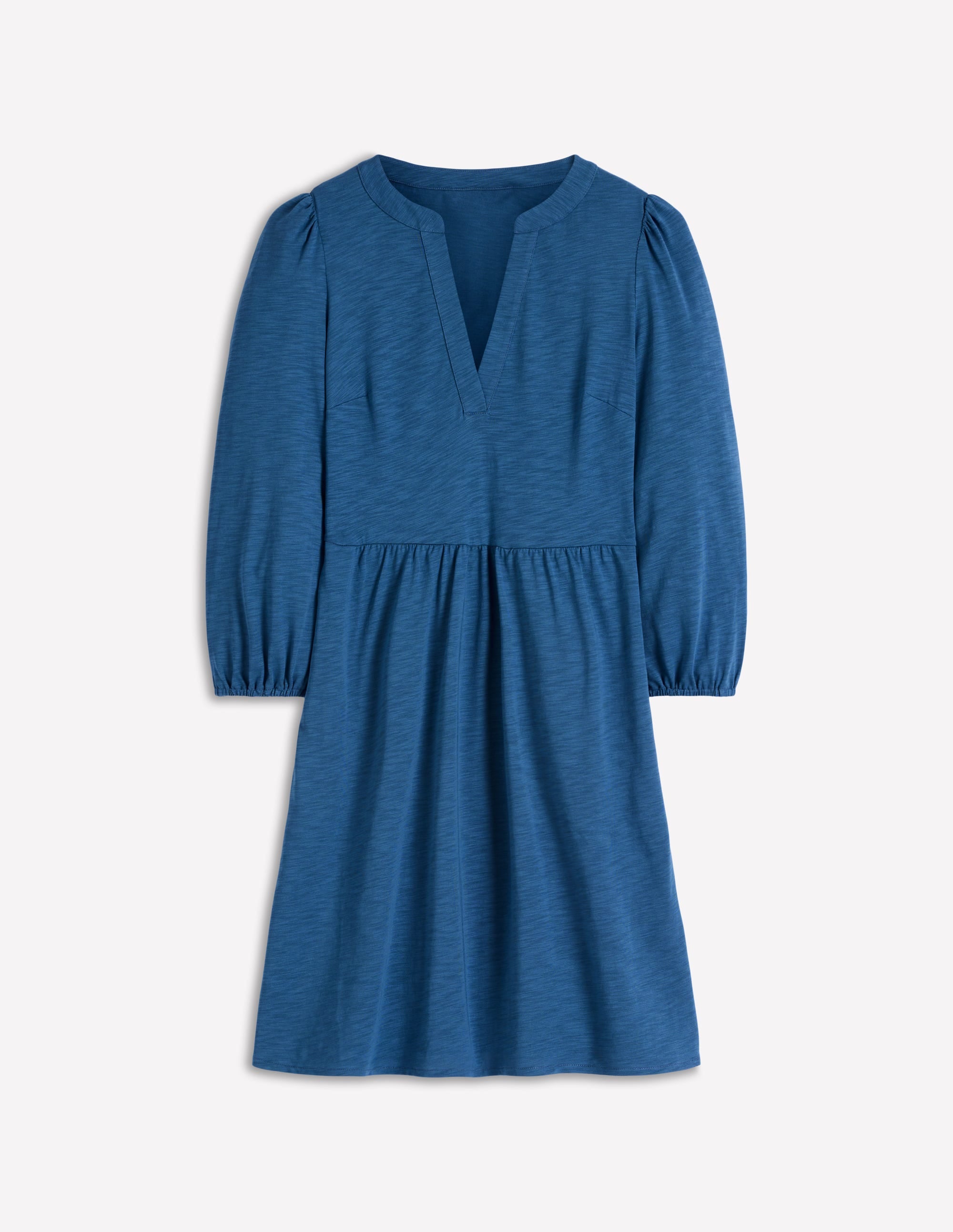 Cathy Notch Neck Jersey Dress-Tourmaline Blue