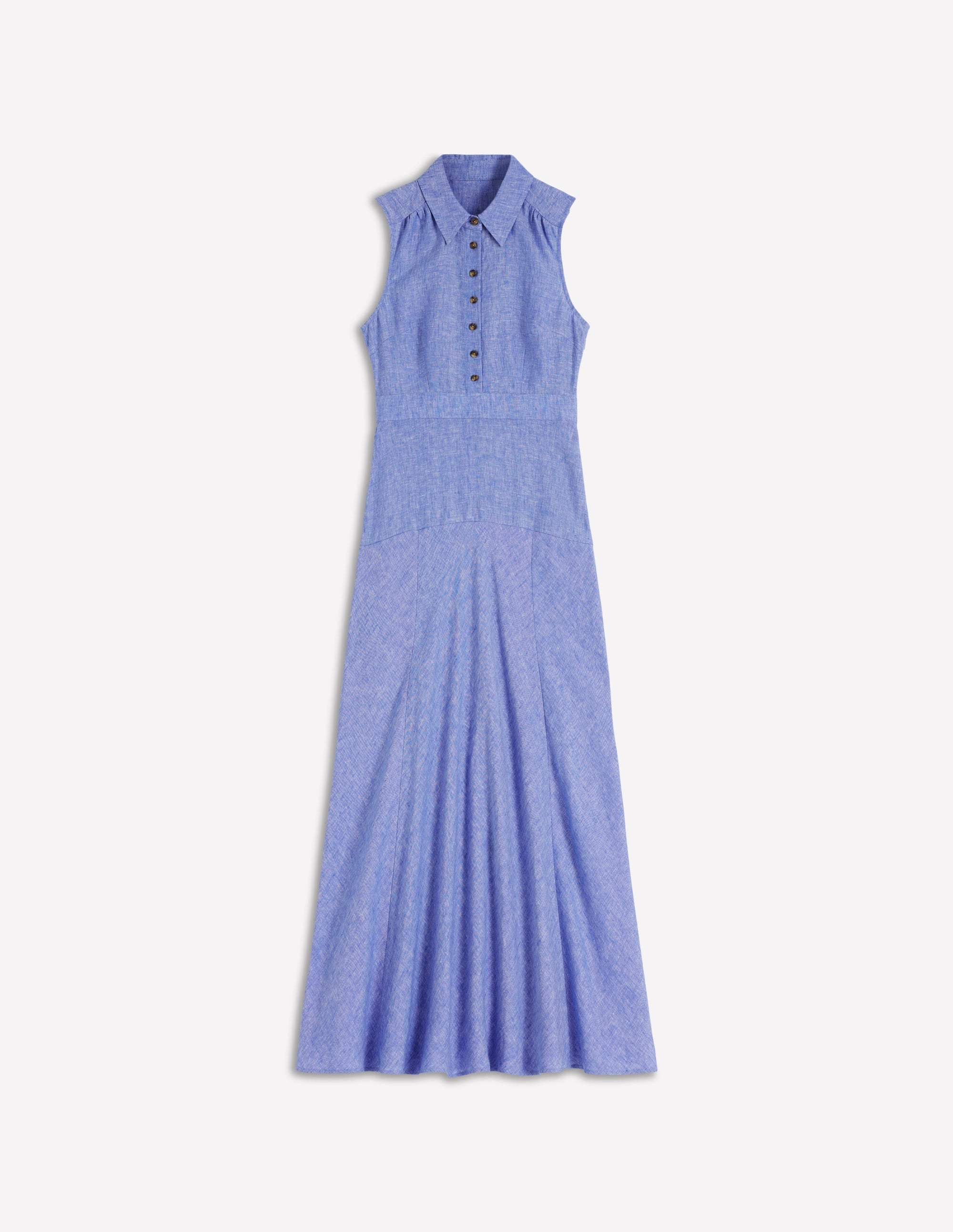Erma Drop Waist Linen Dress-Chambray