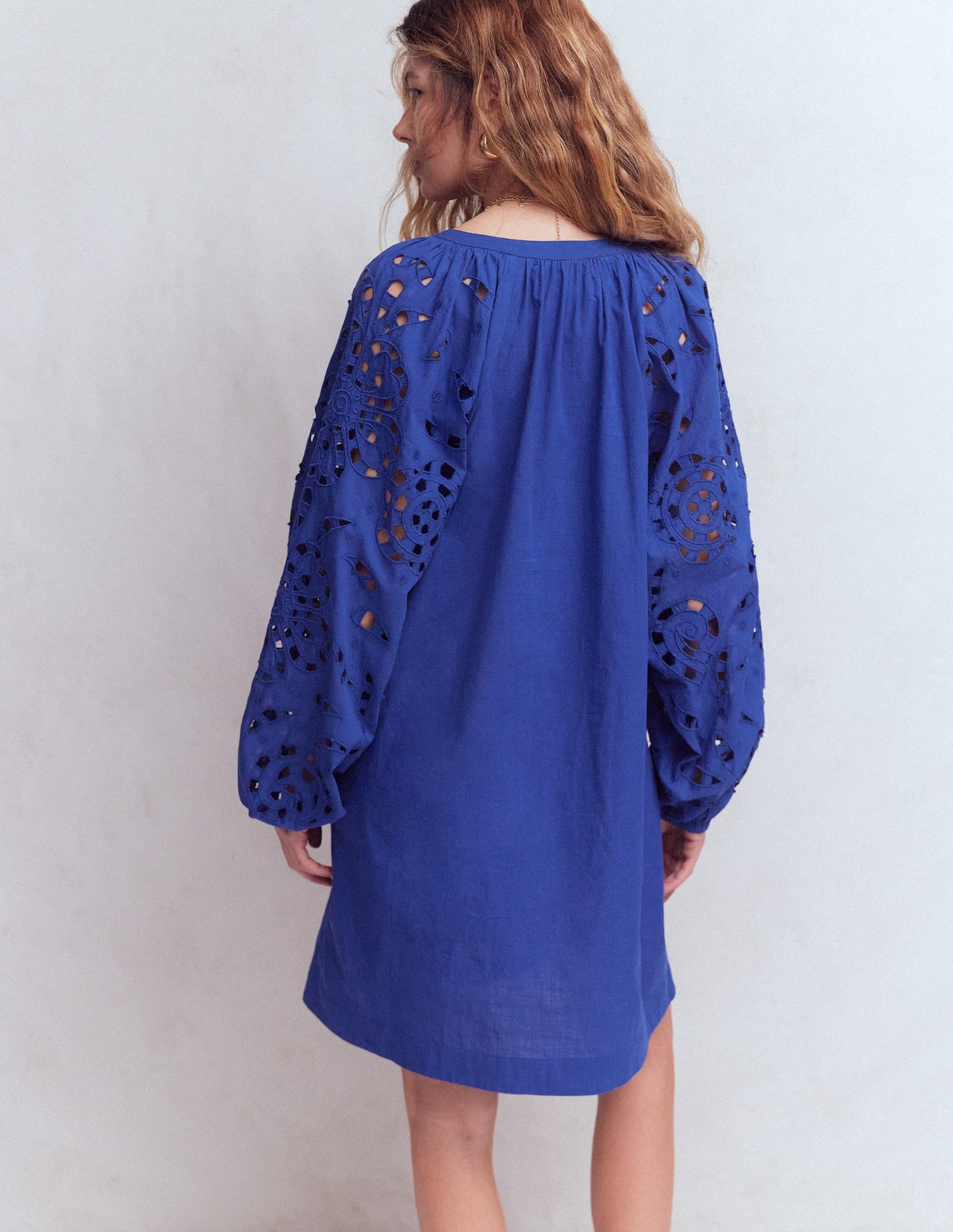 Embroidered Sleeve Kaftan-Blue Embroiderie