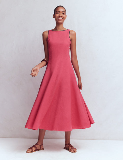 Annet Linen Blend Midi Dress-Cherry Blush