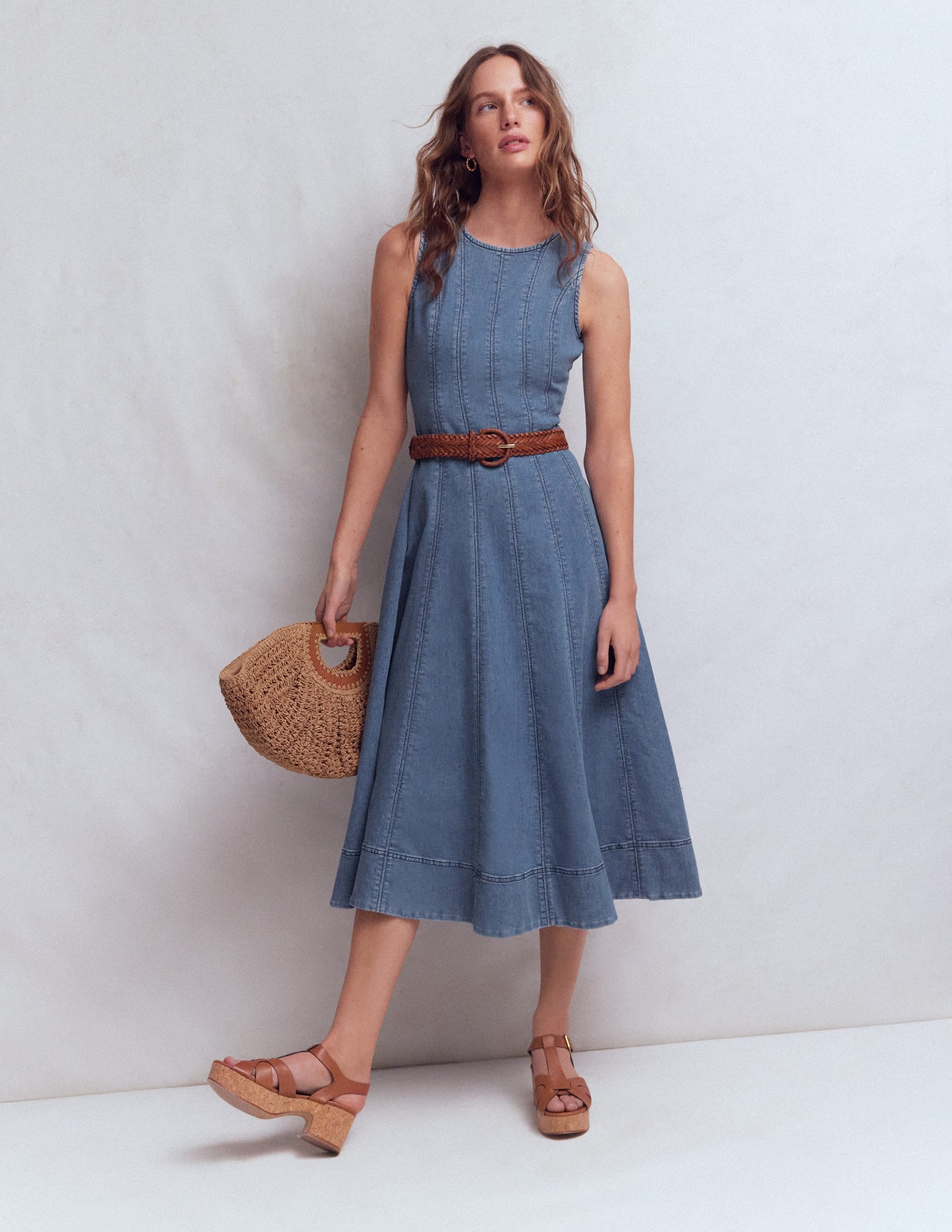 Annet Denim Midi Dress-Mid Vintage