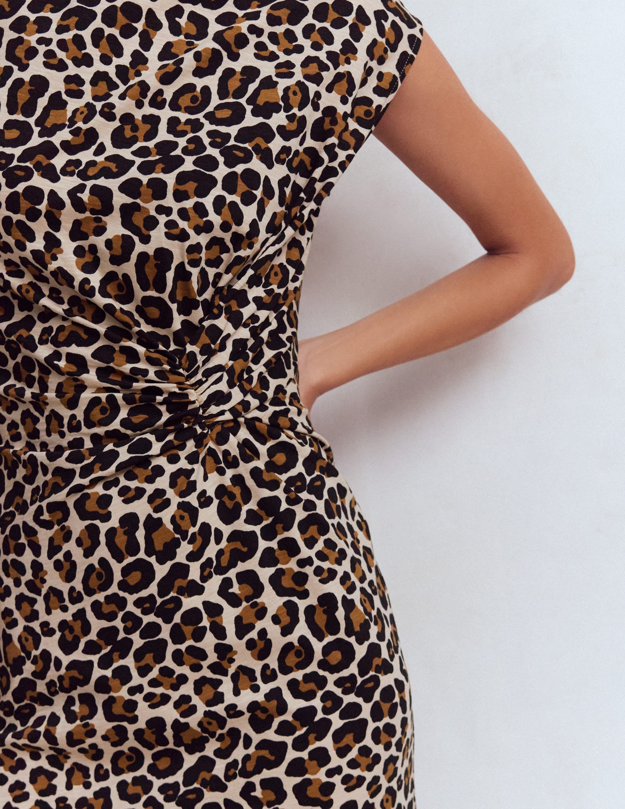 Delilah Twist Midi Dress-Almond Milk, Cheetah Pop