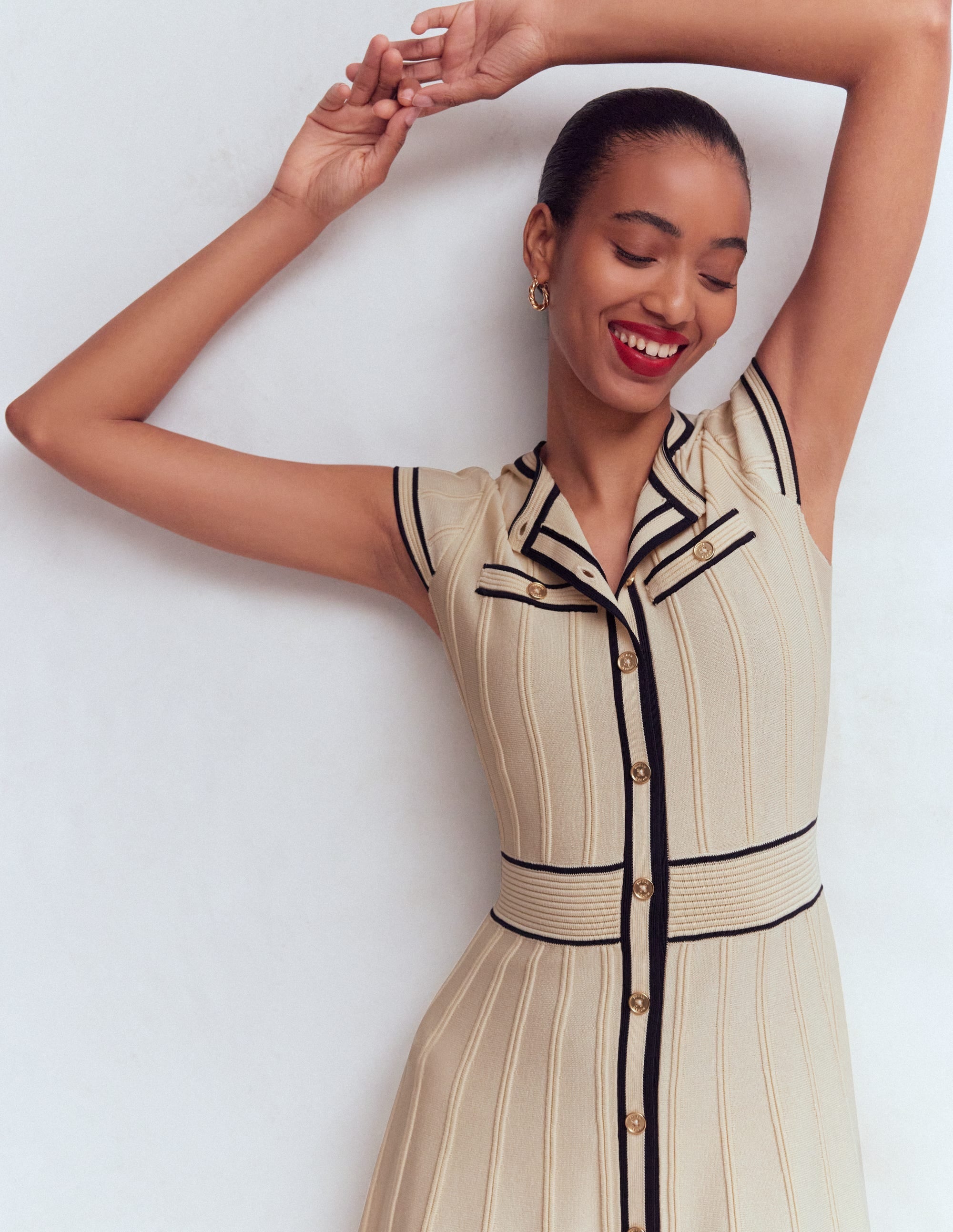 Cap Sleeve Knitted Dress-Warm Ivory