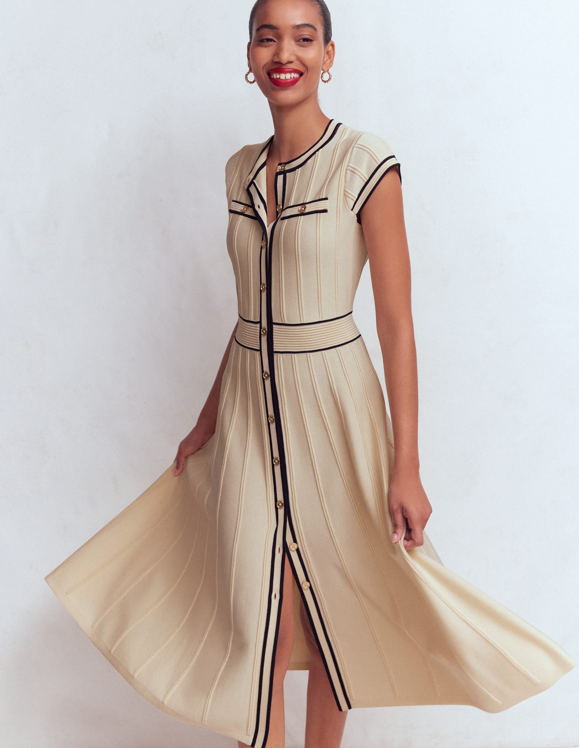 Cap Sleeve Knitted Dress-Warm Ivory