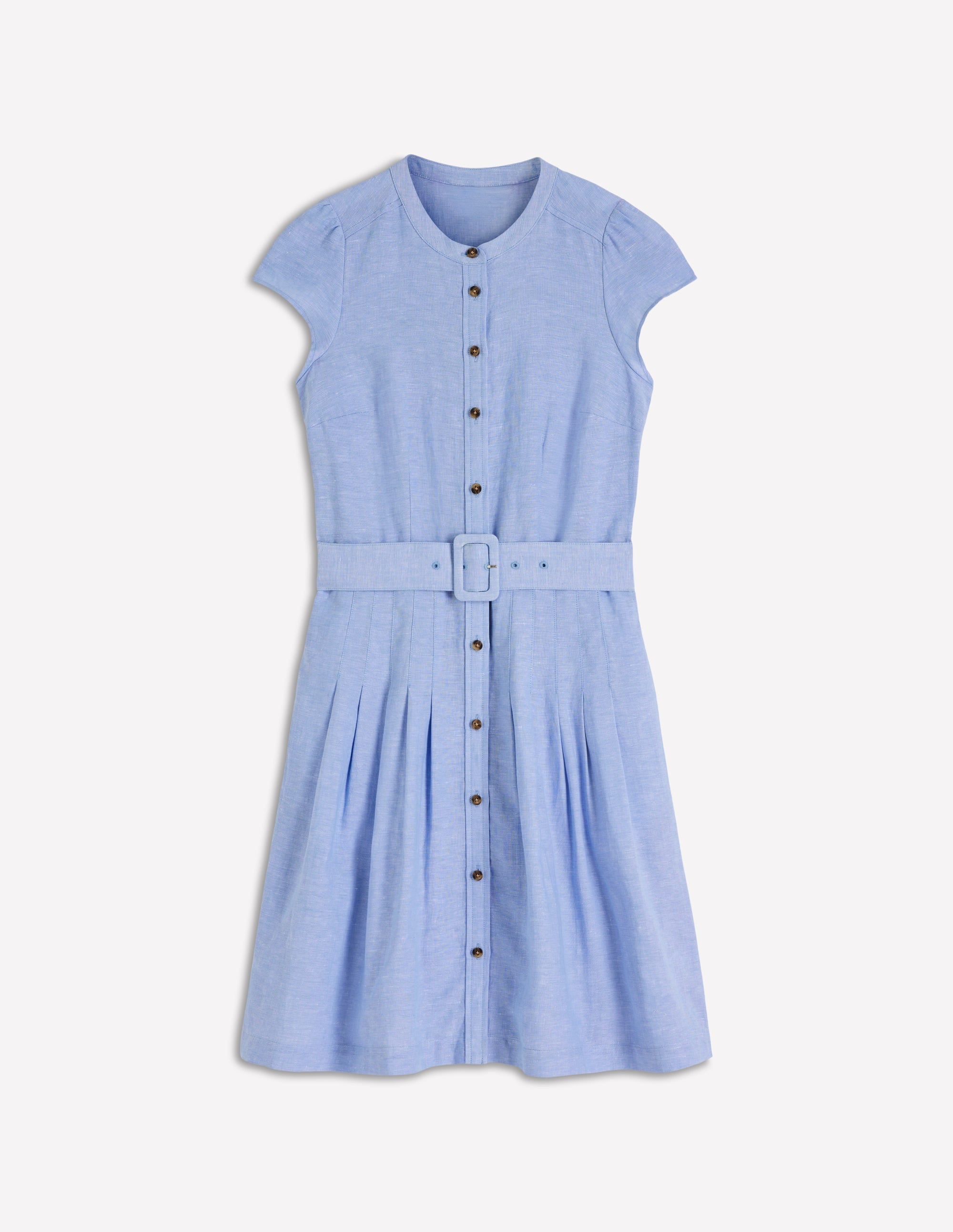 Arabella Short Linen Dress-Chambray